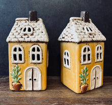 Load image into Gallery viewer, Yellow Garden Tealight House - Village Pottery