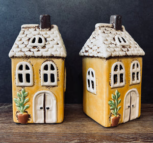 Yellow Garden Tealight House - Village Pottery