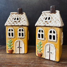 Load image into Gallery viewer, Yellow Garden Tealight House - Village Pottery