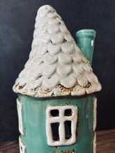 Load image into Gallery viewer, Tall Green Round Tealight House - Village Pottery