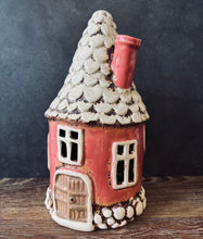 Load image into Gallery viewer, Dark Pink Round Tealight House - Village Pottery