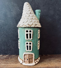 Load image into Gallery viewer, Tall Green Round Tealight House - Village Pottery