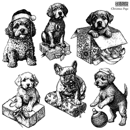 Christmas Pups IOD Decor Stamp - Iron Orchid Designs